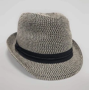 Comhats Straw Hats Unisex Trilby Hat Size L 59cm Inc Recuction Tape Black& White - Picture 1 of 8