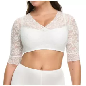 Susa Damen halbarm Dirndlbluse Wiesn-Zauber Spitze Cups blickdicht V-Ausschnitt - Bild 1 von 8