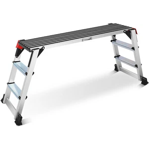 Working Platform Ladder Aluminum with Red Safety Lock 330 Lbs for Outdoor/Indoor - Picture 1 of 7