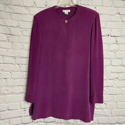 Camisa Jaqueta Vintage Liz Claiborne Seda Baga Vinho Tamanho 14 - Imagem 1 de 4