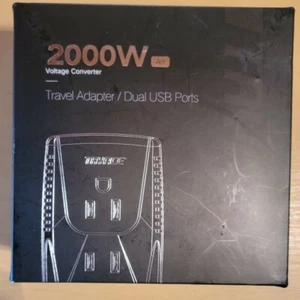 2000W Power Voltage Converter w/2 USB Ports 220-110V Travel Adapter - Picture 1 of 3