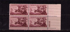 US USA Sc# 1077 MNH FVF PLATE # BLOCK Conserve Wildlife Turkey Pine Tree Bird - Picture 1 of 1