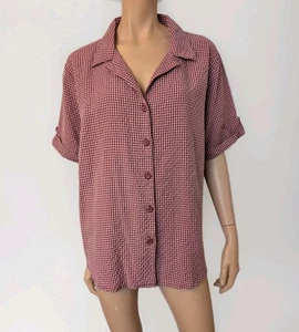 VINTAGE Miller's Y2K Plus Size Gingham Blouse 2XL/Bust 62cm Pink Check Roll-Tab - Foto 1 di 9