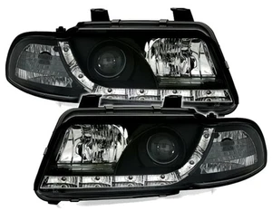 Hovedlyskastere LED DRL Se etter for AUDI A4 B5 94-98 Daylight Black Free LPAU26 - Foto 1 di 14