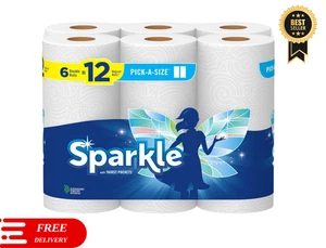 Glitzer Pick-A-Size Papierhandtücher, 6 Doppelrollen = 12 normale Rollen - halb & voll - Bild 1 von 12