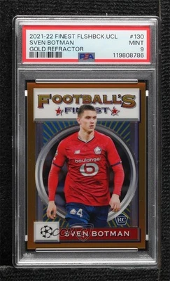 2021 Finest Flashbacks UCL Gold Refractor /50 Sven Botman PSA 9 MINT Rookie RC - Image 1 of 2