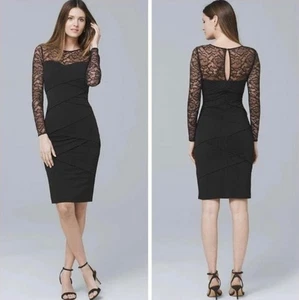White House Black Market Lace Top Slimming Bandage Dress Size 10 - Picture 1 of 9