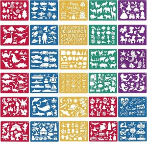 30 Stück Zeichenschablonen Set für Kinder, Kunststoff Zeichnen Malschablone Tem... - Bild 1 von 5