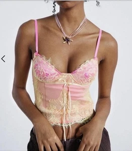 Corsetto Jaded London rosa Lorelai taglia 0 fiocco top cami ferretto push up festival - Foto 1 di 6