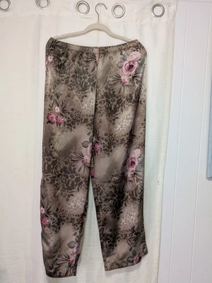 Pantalones de pijama vintage Gilligan O'Malley para dama talla M marrón rosa floral Foto 1 de 3
