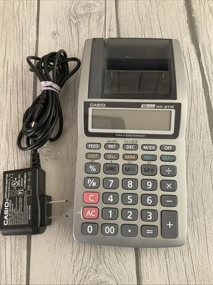 Casio 12 Digit Handheld Printing Calculator HR-8TM  - Taxes/bookkeeping Tested  - Image 1 of 4