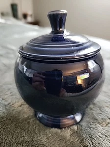 INDIVIDUAL COVERED SUGAR BOWL Cobalt Blue HOMER LAUGHLINFIESTAWARE REPAIRED LID - Picture 1 of 6