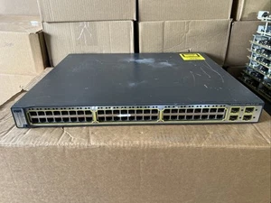 Cisco WS-C3750-48PS-S 48-Port 10/100 + 4 SFP PoE Managed Switch - Picture 1 of 12