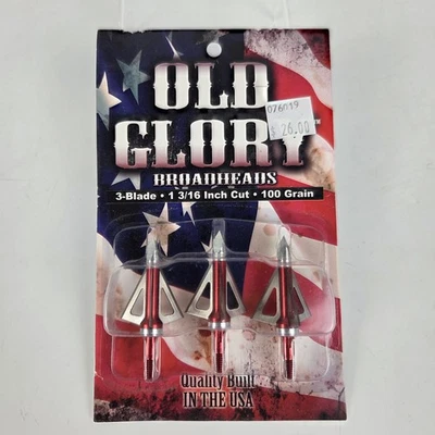 Grim Reaper Old Glory Broadheads - 100gr. - 3 Blade Fixed - 3pk - Image 1 of 4