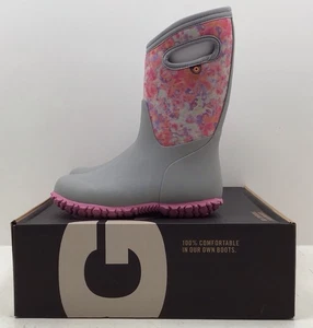 Bogs Mädchen grau & rosa Batik Durham Regenstiefel Größe 3 - Bild 1 von 8