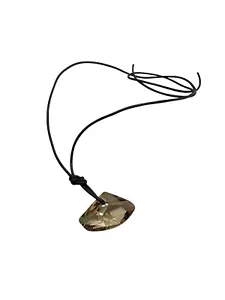 Swarovski Crystal Pendant Amber Tone Grey Cord 20” Necklace New In Gift Bag - Picture 1 of 6
