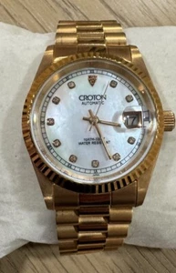 Reloj Pulsera Croton Automático Diamantes y Tono Oro Rosa Acero Inoxidable Damas 36mm - Imagen 1 de 9