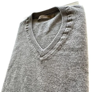 Raffi Linea Uomo Sweater V Neck Merino Wool Gray LS Pullover Mens XL 54 - Picture 1 of 11