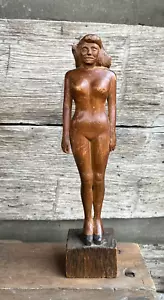 Antike Volkskunst Schnitzen nackte Frau hohe Absätze um 1930 Art Deco - Bild 1 von 24