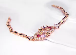Damen-Armband bezaubernde Armband Vergoldet God K18 /750er Edestein Garnet mix - Bild 1 von 2