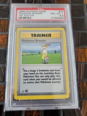 Pokemon Breeder 76 1999 Base Set 1st First Edition Shadowless Card PSA 8.5 (8 9) - Image 1 of 2