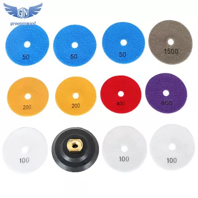 Juego de almohadillas de pulido de diamante de 4 pulgadas húmedo/seco de 11+1 almohadilla de respaldo para granito Foto 1 de 4