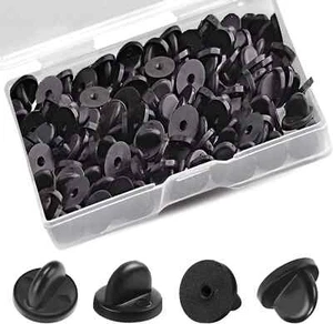 100 Pcs PVC Rubber Pin Backs Butterfly Clutch Backings Holder Tie Tacks Keepers, - Picture 1 of 7