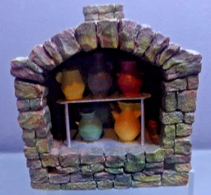 FONTANNINI ROMAN INKL. MINIATUR KUNSTHARZ KRIPPE KERAMIK OFEN - Bild 1 von 6