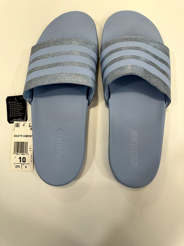 ADIDAS ADILETTE COMFORT SLIDES DONNA TAGLIA 10 BLU GLOW CLOUDFOAM NUOVA CON ETICHETTE