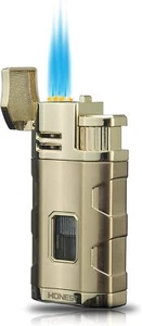 Torch Lighter Triple Jet Flame Refillable Butane Lighter with Punch Rest Holder - Picture 1 of 6