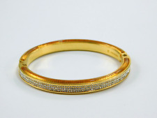 Vita Fede Italy SM Gold Tone Pave Rhinestone Lucite Hinged Bangle Bracelet 1/4"W