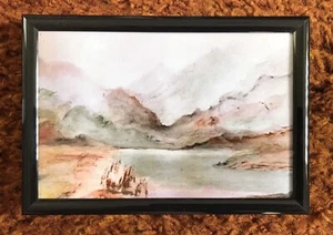 Opera d'arte di Oaks. Stampa fotografica di acquerello originale. Paesaggio. Incorniciato. - Foto 1 di 2