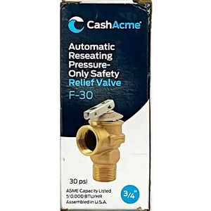 F-30 3/4", 22887-0030 30 PSI. Alivio automático de presión de retirada y retirada CashAcme solo alivio - Imagen 1 de 12