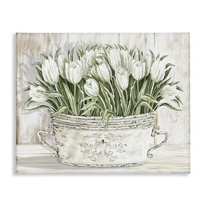 Stupell Industries White Tulip Flowers Fresh Vintage Country Tin Painting Can... - Picture 1 of 9