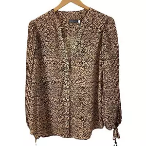 Mint Velvet 'Maya Print' Blouse With Cuffed Sleeves and Tassel Detail L NWT - Picture 1 of 4