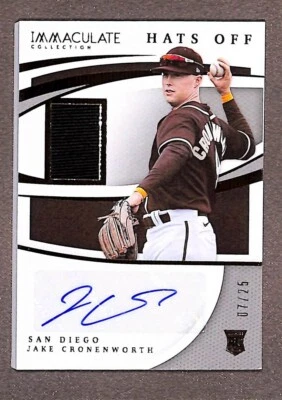 2021 Panini Immaculate Hats Off #HO-JC Jake Cronenworth /25 Auto - Image 1 of 3