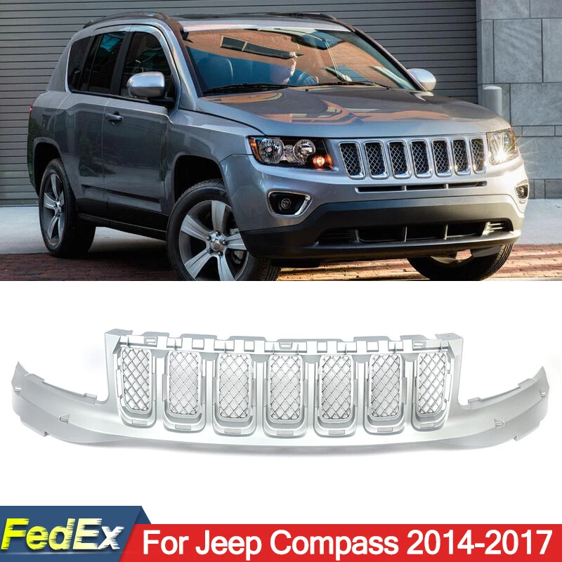 Front Upper Bumper Radiator Grille Insert Fit For Jeep Compass 2014-2017 Silver - Image 1 of 4