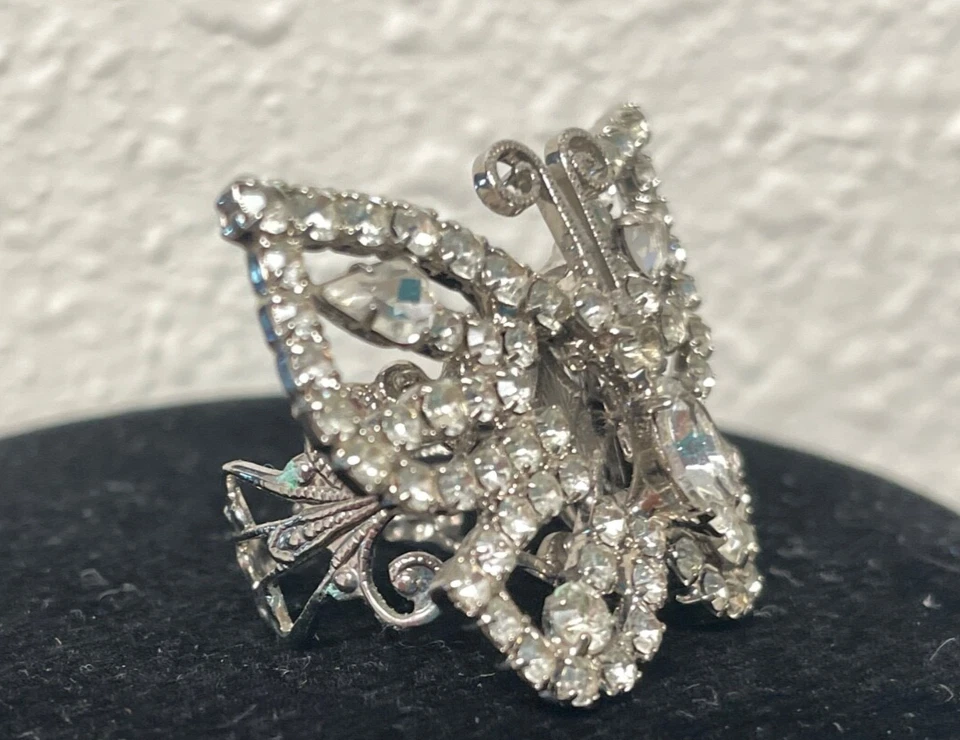 Anel borboleta assinado tiara Misu filigrana prata tomtina 6 7 8 9 strass - Imagem 1 de 4