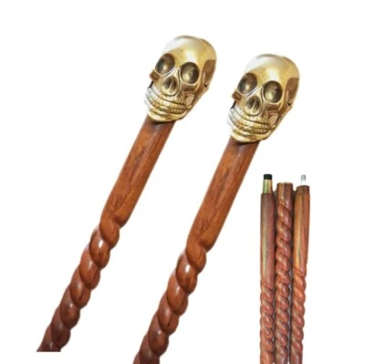 Disfraz de bastón de madera vintage de Halloween con cabeza de calavera de fantasma para hombre - JUEGO DE 2 Foto 1 de 4