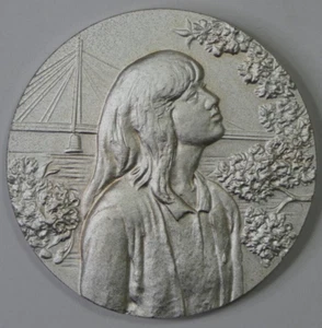 1987 Japan Girl's Day Showa 62yrs Cherry Blossom Pass Commem. Pure Silver 105g - Picture 1 of 7