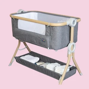 KoolaBaby 3-in-1 Baby Bassinet Bedside Crib Playpen Folding Crib Grey #9005 - Picture 1 of 9