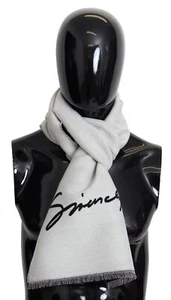 Givenchy Unisex White Scarf Wool Silk Fringes Warm Winter Long Casual Shawl Wrap - Picture 1 of 7