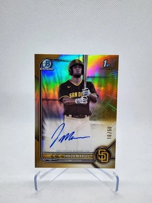 2022 Topps Bowman Draft Chrome Gold Jakob Marsee 1st Auto /50 Padres Marlins SSP - Image 1 of 2