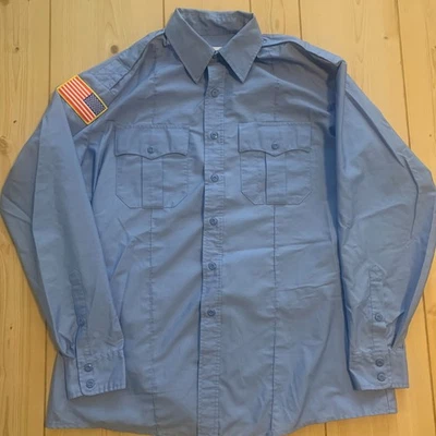 Elbeco Paragon Plus 制服军官纽扣衬衫蓝色 M 16.5 34/35 — 第 1/4 张图片