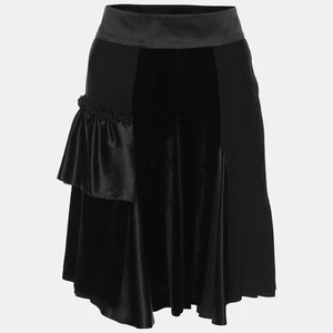 Etro Black Silk Velvet Ruffled Skirt M - Picture 1 of 4