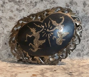 Vintage Amfarco Made in Siam Niello Sterlingsilber Brosche 2" (10,88 g.) - Bild 1 von 4