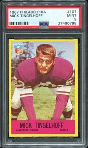 Philadelphia #107 1967 Mick Tingelhoff PSA 9 Minnesota Vikings Salón de la fama U de Nebraska - Imagen 1 de 1