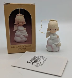 1980 Precious Moments But Love Goes On Forever Girl Angel Ornamento E-5628 - Imagen 1 de 10