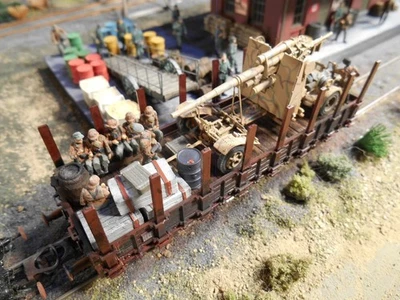 HO Roco Minitank 6th Panzer Army Artillery Car with Soldiers A2254 Custom Detail - Image 1 of 3