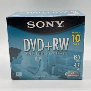 Sony DVD + RW 10 Pack Rewriteable DVD Discs 4.7GB 120 Minutes - Afbeelding 1 van 3